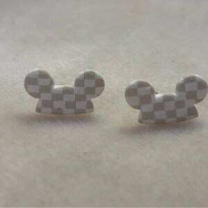 Checkered Mickey hat shaped Earrings